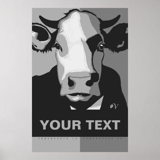 CUSTOMIZE IT Black and White Pop Art Cow Poster (Vorne)