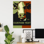 CUSTOMIZE IT Camo Pop Art Cow Poster (Heimbüro)