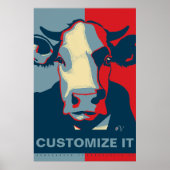 CUSTOMIZE IT Red White Blue Pop Art Cow Poster (Vorne)