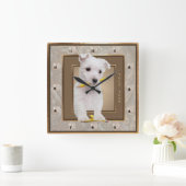Customize It! Westie Puppy Ornate Gold Wall Clock Quadratische Wanduhr (Zuhause)