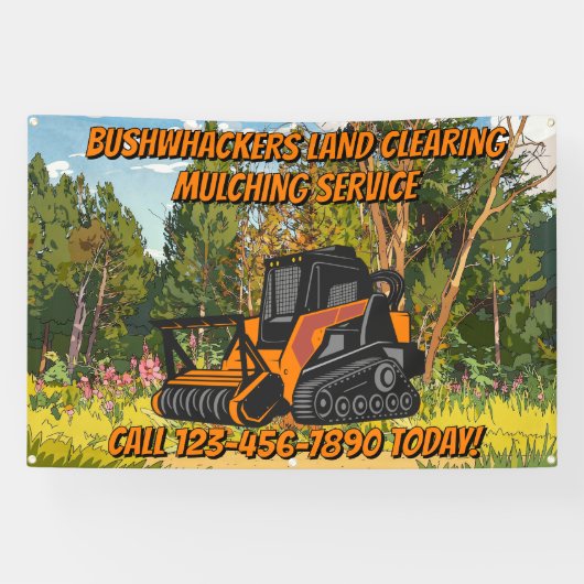 Customize Land Clearing Mulching Service Business Banner (Horizontal)