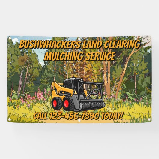 Customize Land Clearing Mulching Service Business Banner (Horizontal)