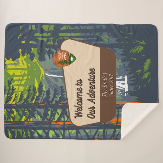 Customize Marymere Falls Family Camping Adventure Sherpadecke (Vorderseite (Horizontal))