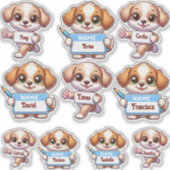 Customize Me! Kawaii Puppy Name Card Stickers Aufkleber (Vorderseite)