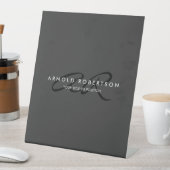 Customize Monogram Plain Gray Black Add Name Sockelschild (In Situ)