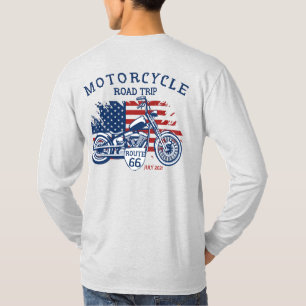 Customize Motorrad Road Trip Route 66 USA Flag T-Shirt