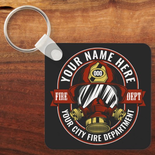Customize NAME Firefighter Helmet Mask Fire Rescue Schlüsselanhänger (Vorderseite)