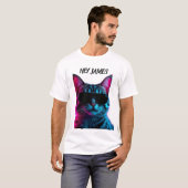 Customize name neon cat design t shirt (Vorne ganz)