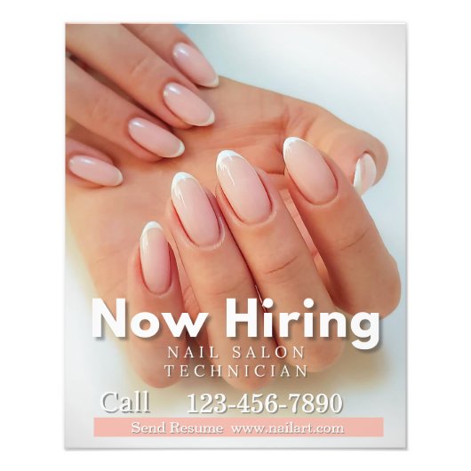 Customize Now Hiring Nail Salon Technician Pink Fotodruck (Vorne)