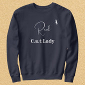 Customize Pet Lover Navy Blue White Script Cat Mom Sweatshirt