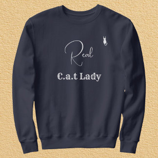 Customize Pet Lover Navy Blue White Script Cat Mom Sweatshirt