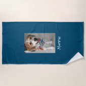 Customize Pet or Child's Photo & Name, Ocean Blue Strandtuch (Vorderseite)