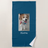 Customize Pet or Child's Photo & Name, Ocean Blue Strandtuch (Vorderseite)