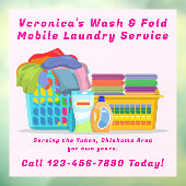 Customize Pickup Dropoff Wash Fold Laundry Service Fensteraufkleber (Blatt 3)