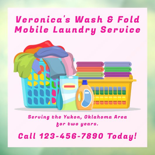 Customize Pickup Dropoff Wash Fold Laundry Service Fensteraufkleber (Blatt 3)