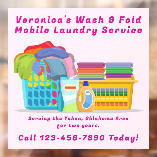 Customize Pickup Dropoff Wash Fold Laundry Service Fensteraufkleber (Blatt 2)