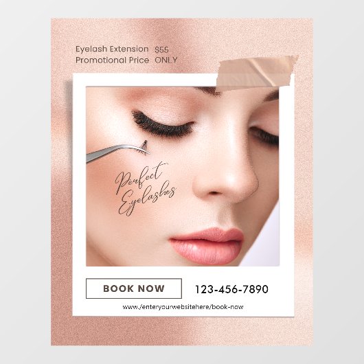 Customize Pink Elegant Aesthetic Eyelash Extension Fensteraufkleber (Blatt)