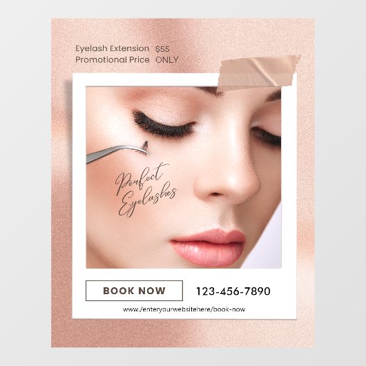 Customize Pink Elegant Aesthetic Eyelash Extension Fensteraufkleber (Blatt)