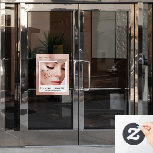 Customize Pink Elegant Aesthetic Eyelash Extension Fensteraufkleber (Büro Tür)