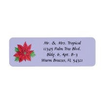Customize Poinsettia Long Address Label - Lavender