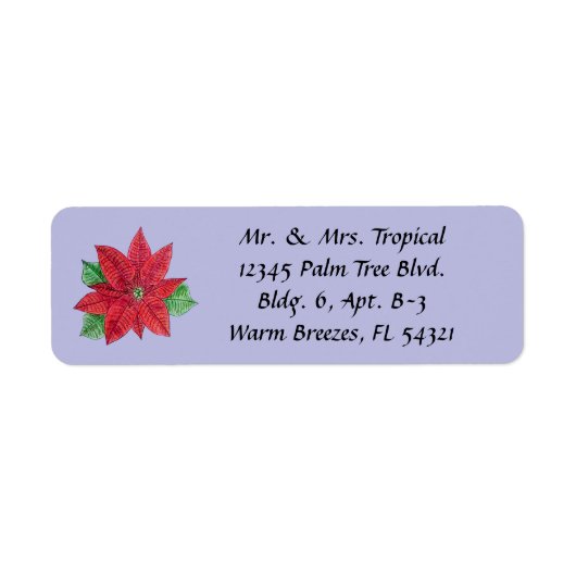 Customize Poinsettia Long Address Label - Lavender (Vorne)
