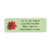 Customize Poinsettia Long Address Labels - Mint