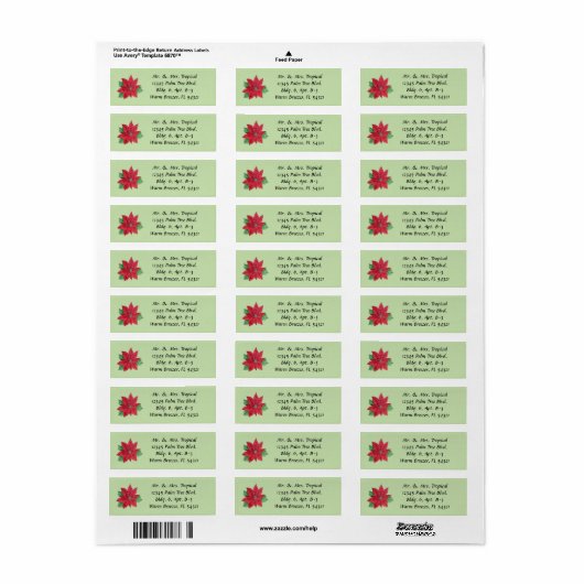Customize Poinsettia Long Address Labels - Mint (Vorne)