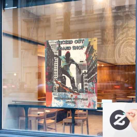 Customize Skateboard Shop Graphic Art Front Fensteraufkleber (Café-Fenster)