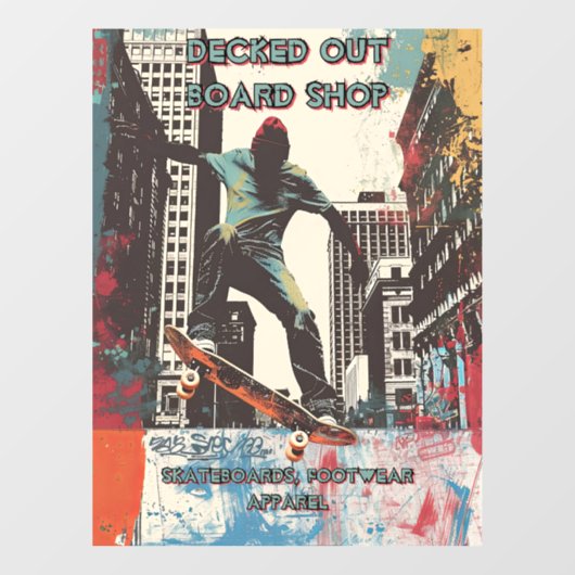 Customize Skateboard Shop Graphic Art Front  Fensteraufkleber (Blatt)