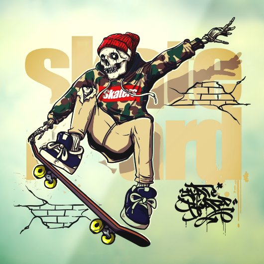 Customize Skateboard Shop Graphic Skull Skate Logo Fensteraufkleber (Blatt 3)