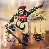 Customize Skateboard Shop Graphic Skull Skate Logo Fensteraufkleber (Blatt 2)