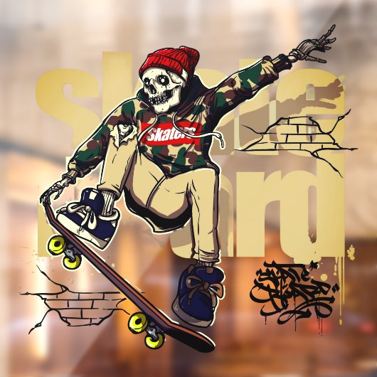 Customize Skateboard Shop Graphic Skull Skate Logo Fensteraufkleber (Blatt 2)