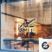 Customize Skateboard Shop Graphic Skull Skate Logo Fensteraufkleber (Café-Fenster)
