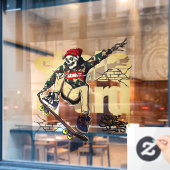 Customize Skateboard Shop Graphic Skull Skate Logo Fensteraufkleber (Café-Fenster)