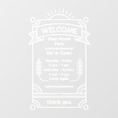 Customize Sunrise Restaurant Cafe Shop Open Hours Fensteraufkleber (Blatt)