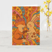 Customize the Inside Fox & Rabbit Valentine's Day Karte (Gelbe Blume)