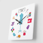 Customize the Label Sew Right Quadratische Wanduhr (Winkel)