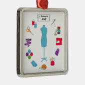 Customize the Label Sew Right Silbernes Ornament (Rechts)