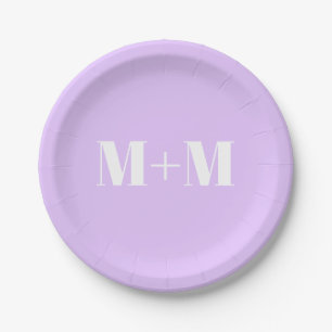 Customize w/anfangs White Letter Number lavender Pappteller