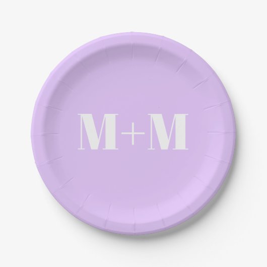 Customize w/anfangs White Letter Number lavender Pappteller (Vorderseite)