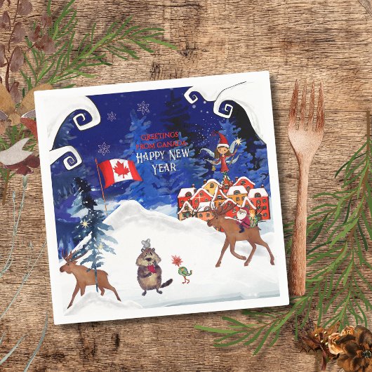 Customize Winter Napkin | Your Country & Greeting Serviette
