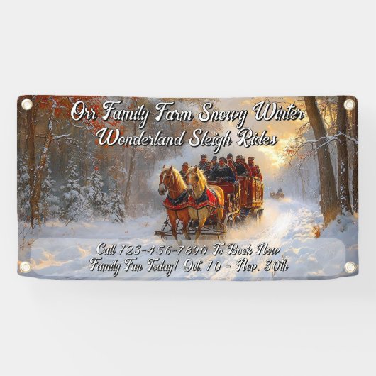 Customize Winter Wonderland Snow Sleigh Ride Promo Banner (Horizontal)