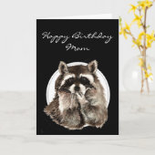 Customize with Name Funny Birthday Cute Raccoon Karte (Gelbe Blume)