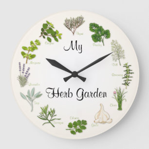 Customize Your Herb Garden Round Clock Große Wanduhr
