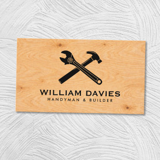 Customize Your Logo | Handyman Plywood Texture Visitenkarte