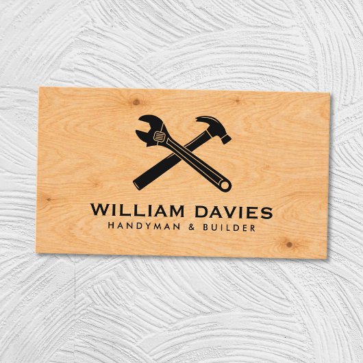 Customize Your Logo | Handyman Plywood Texture Visitenkarte