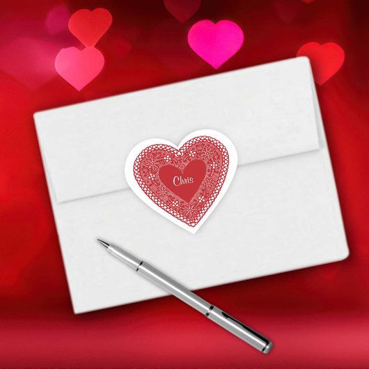 Customize Your Vintage Lace Heart Herz-Aufkleber