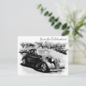 Customizeable antikes Auto-Ruhestands-Party laden Einladung (Stehend Vorderseite)