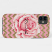 Customizeable Rosa-u. GoldRosen-Glitzer Case-Mate iPhone Hülle (Rückseite (Horizontal))