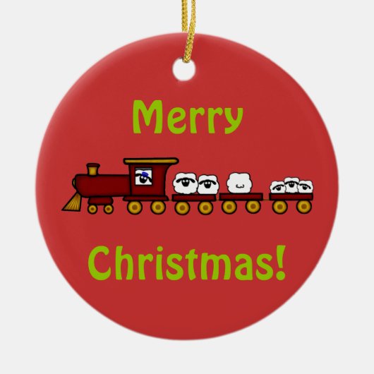 Customizeable Schaf-Weihnachtsverzierung Keramikornament (Vorne)